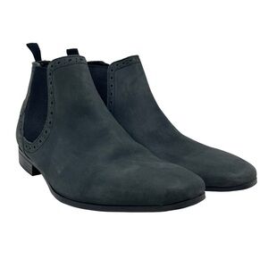 ASOS Boots Mens 6 Chelsea Navy Nubuck Leather Elastic Sides Heel Grip Tread Tab‎